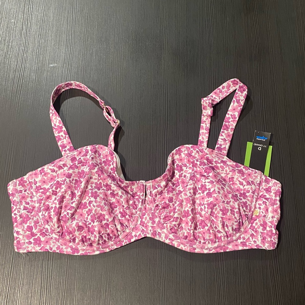 La Vie En Rose Pink Floral Bikini Top XXL